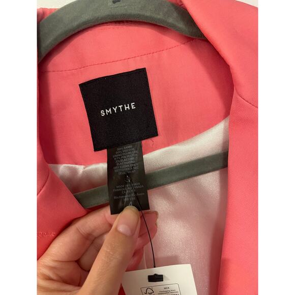 Smythe 4 Classic Boy Blazer Fitted $695 Jacket 2 Button Peak Lapels Coral Pink - Picture 7 of 10